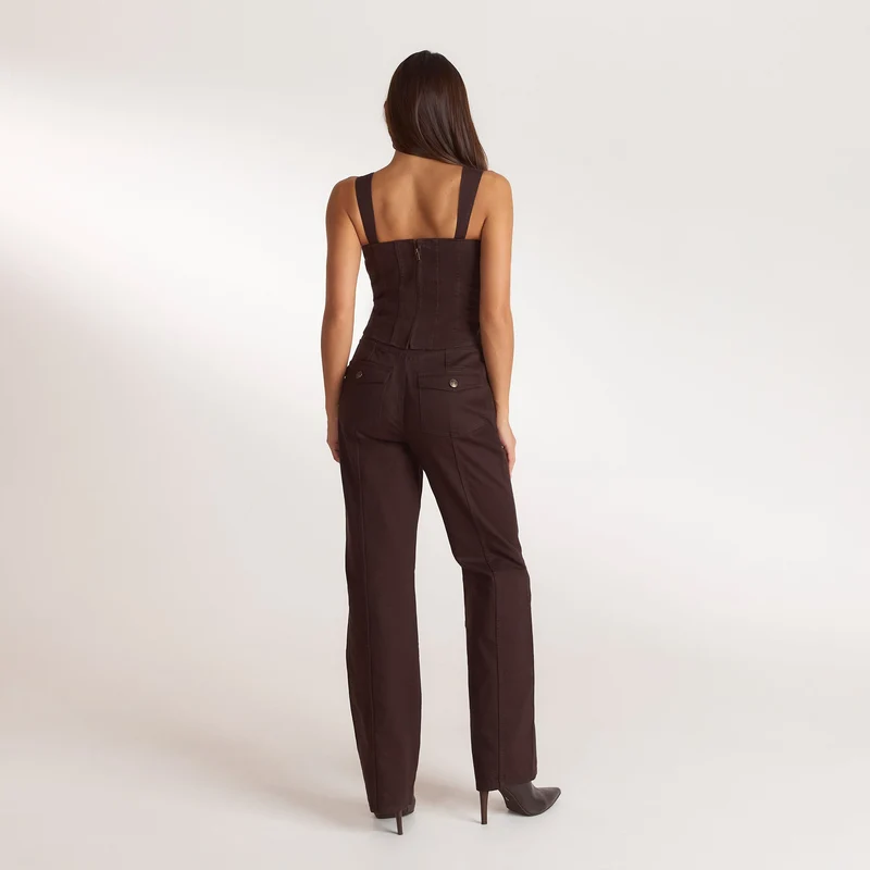 Top Corset en Denim - Chocolat