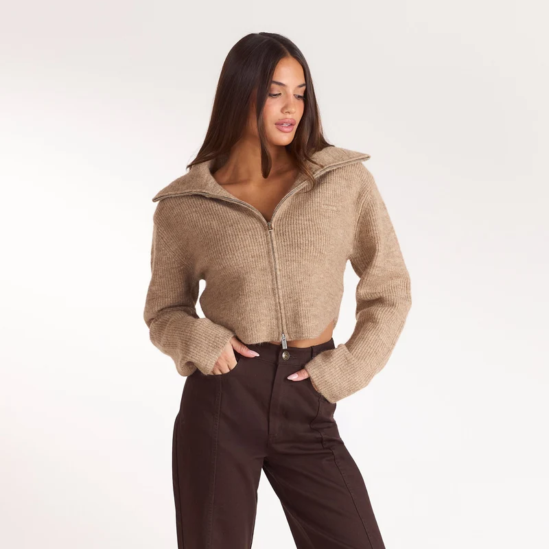 Cardigan en Maille Structuré - Biscuit