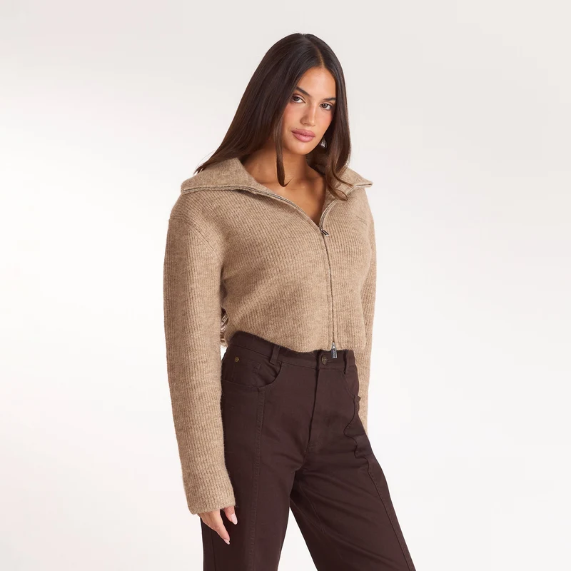 Cardigan en Maille Structuré - Biscuit