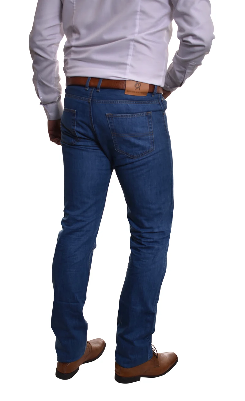Jean homme grand 100 % coton bleach– Entrejambe 105 cm