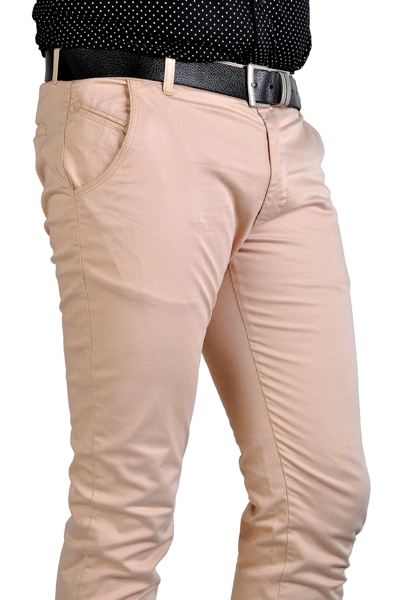 Pantalon slim homme grand beige– Entrejambe 105 cm