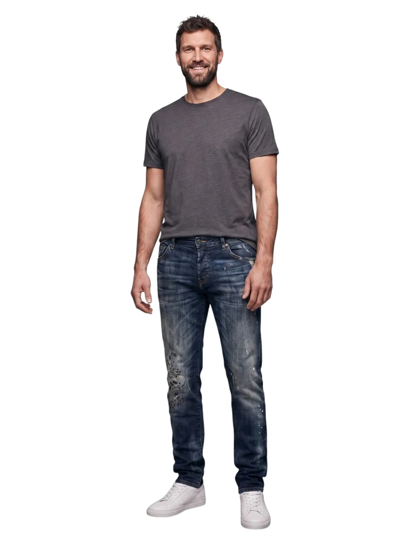 Jean homme grand straight enduit – Entrejambe 95 cm