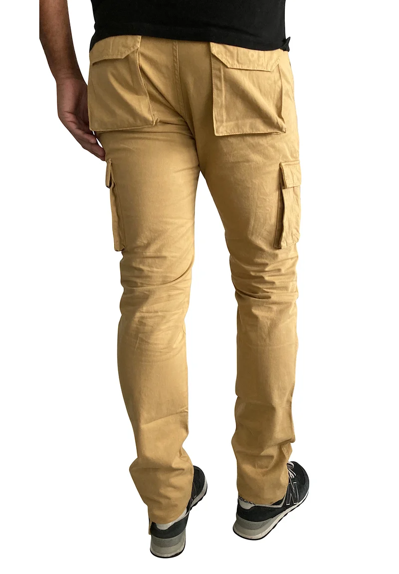 Pantalon cargo homme grand beige or – Entrejambe 105 cm
