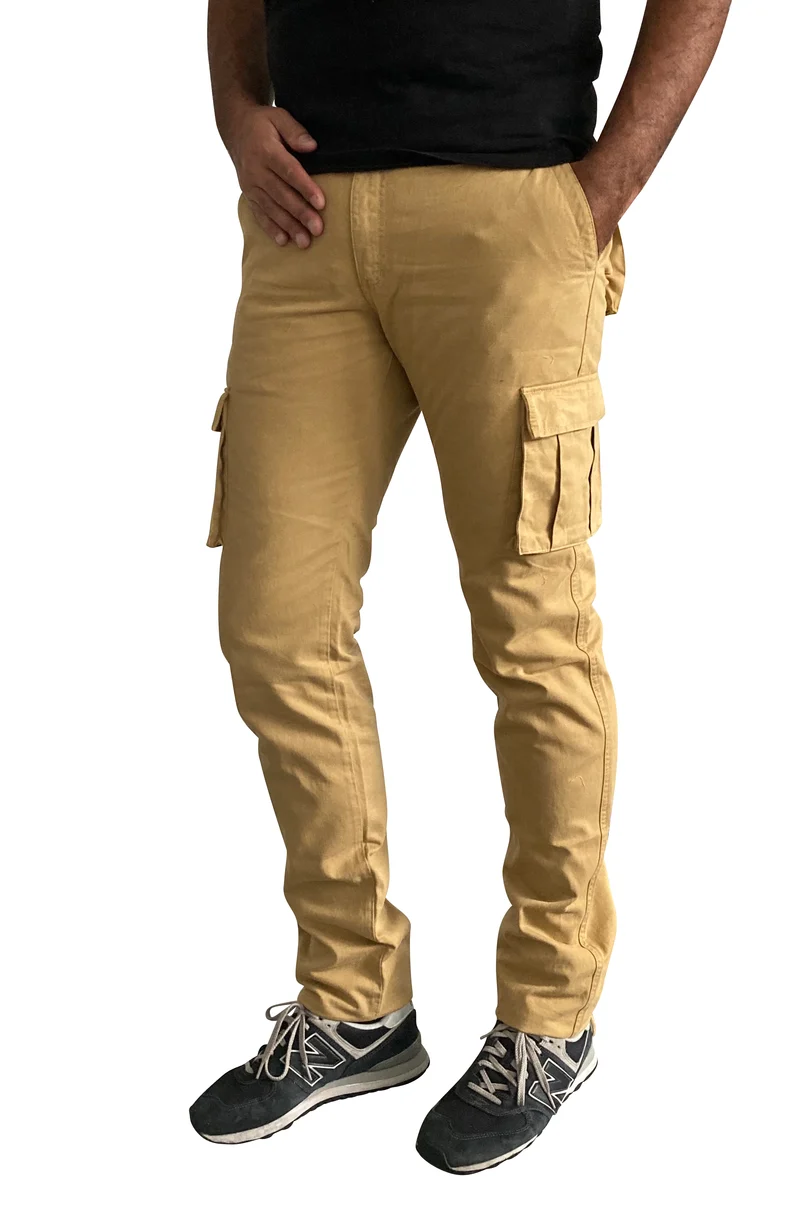 Pantalon cargo homme grand beige or – Entrejambe 105 cm