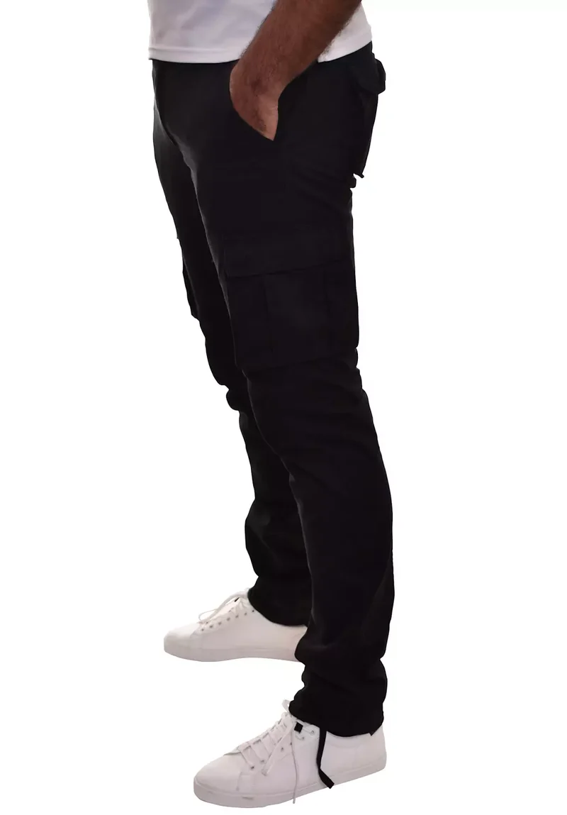 Pantalon cargo homme grand noir – Entrejambe 105 cm