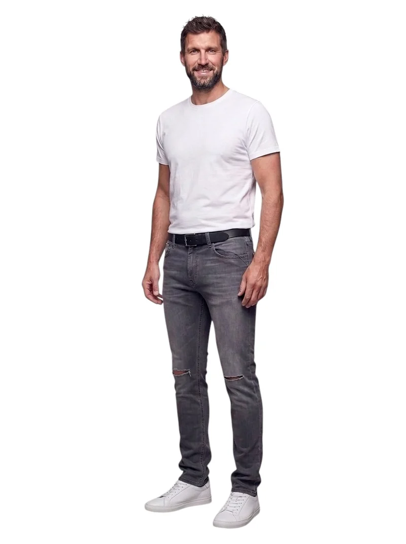 Jean homme grand gris slim laser – Entrejambe 105 cm