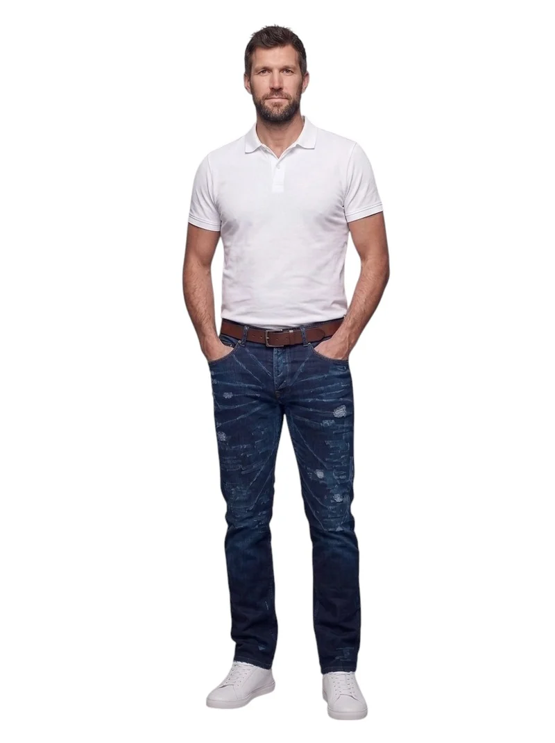 Jean homme grand déchiré stretch – Entrejambe 105 cm