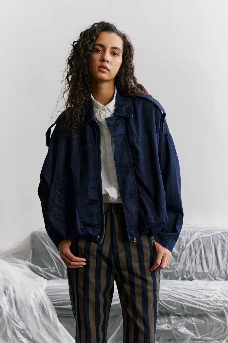 Blouson Zippé Oversize Denim Brut