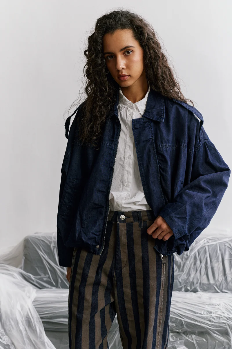 Blouson Zippé Oversize Denim Brut