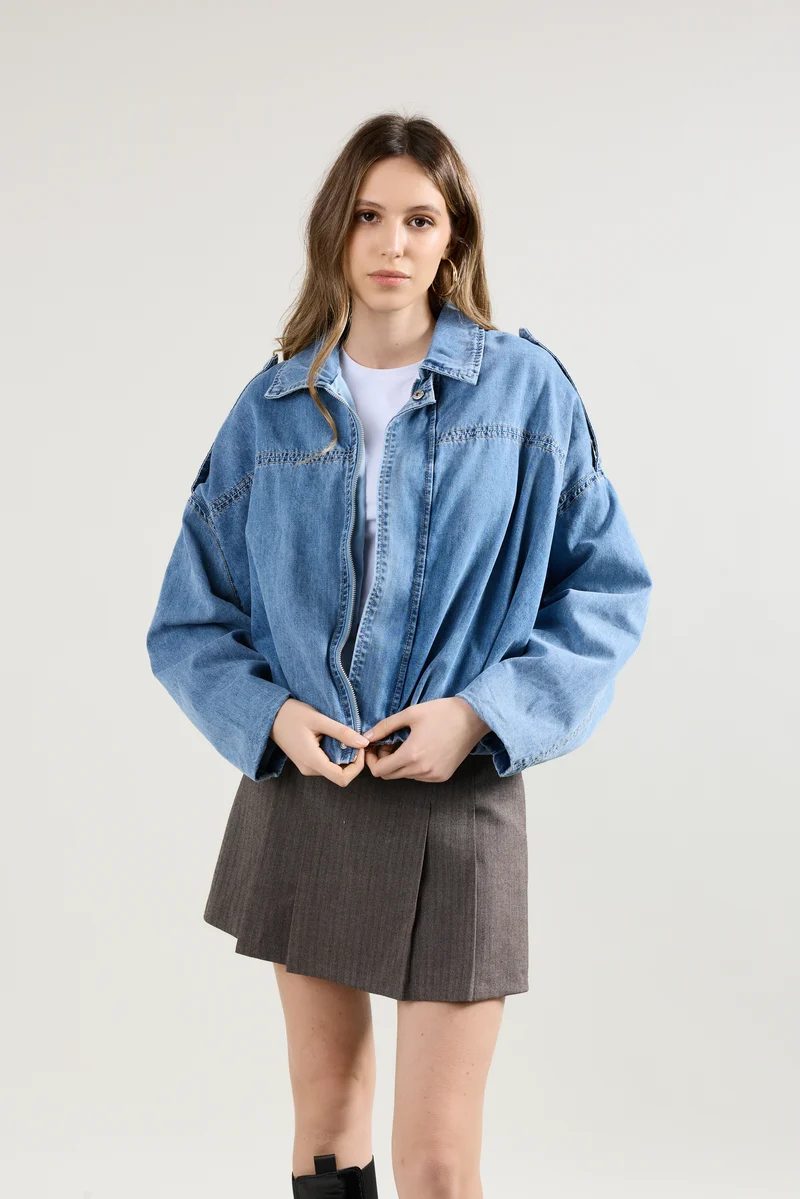 Blouson Zippé Oversize Denim Brut