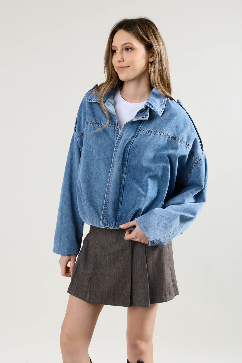 Blouson Zippé Oversize Denim Brut