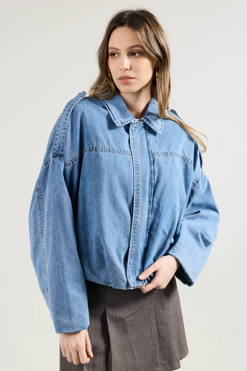 Blouson Zippé Oversize Denim Brut
