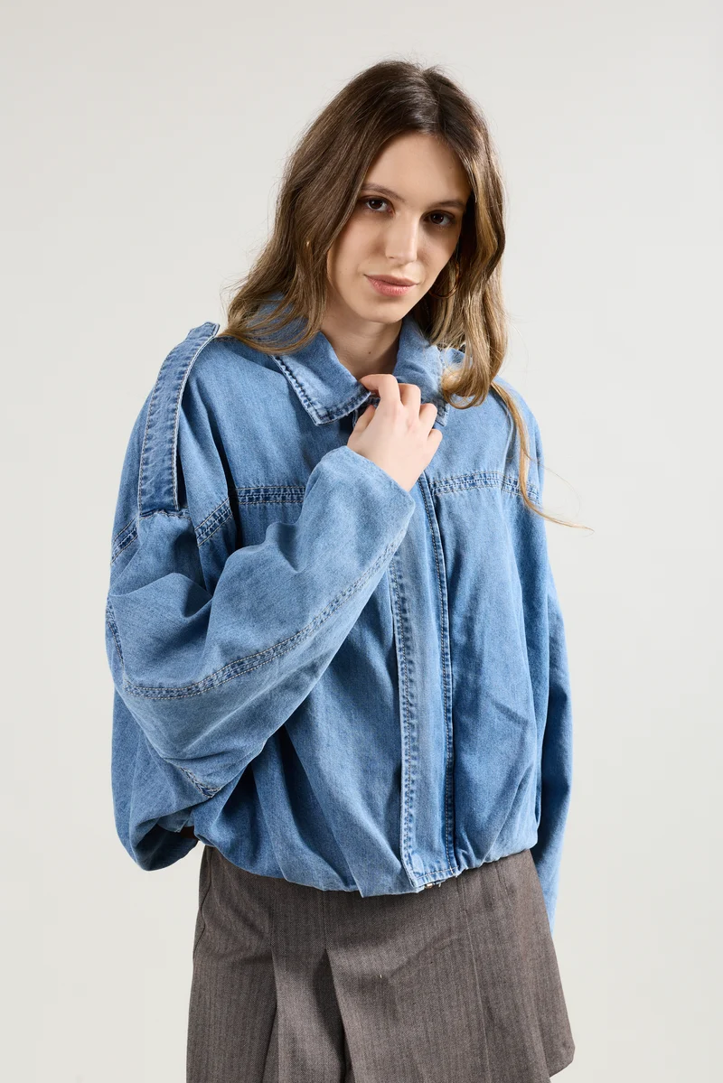 Blouson Zippé Oversize Denim Brut