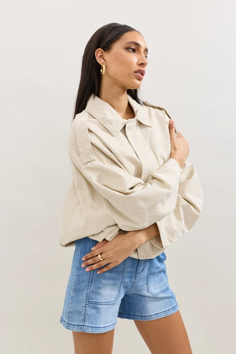 Blouson Zippé Oversize Denim Brut