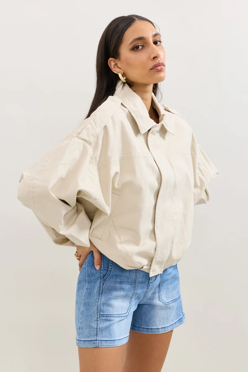 Blouson Zippé Oversize Denim Brut