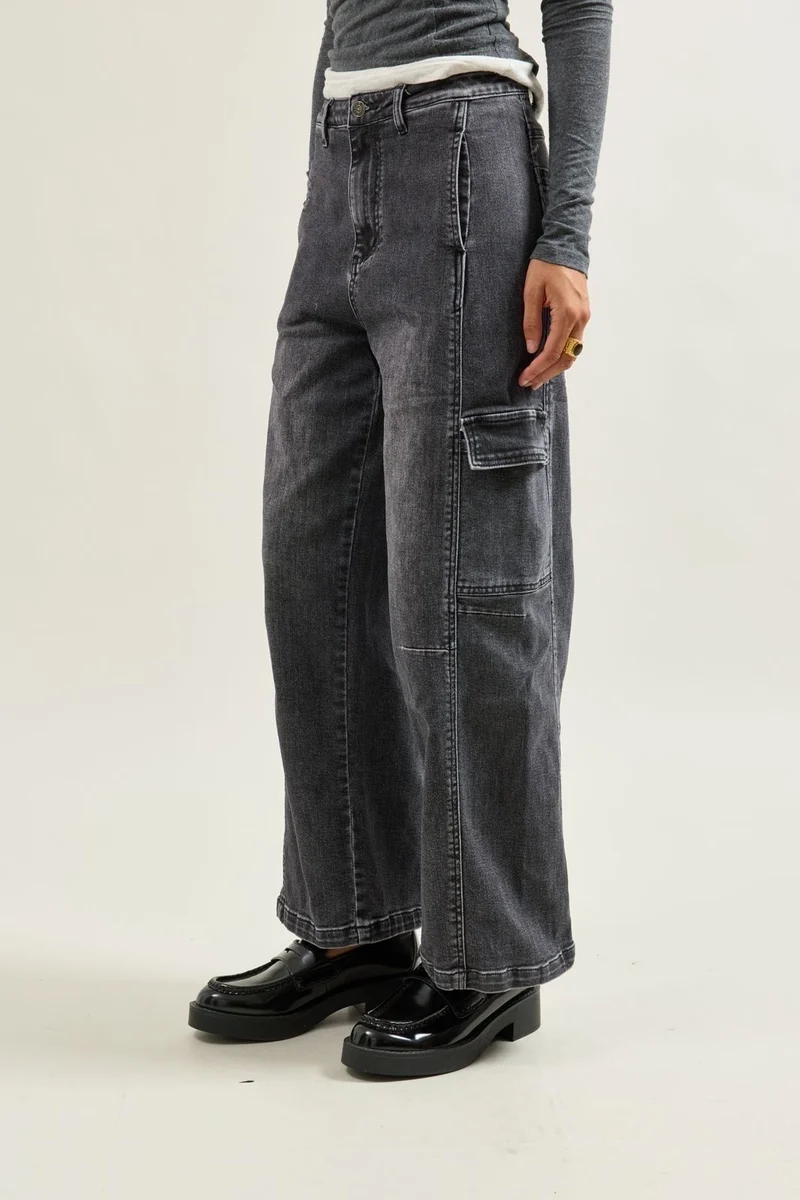 Pantalon Cargo Taille Haute Coupe Droite