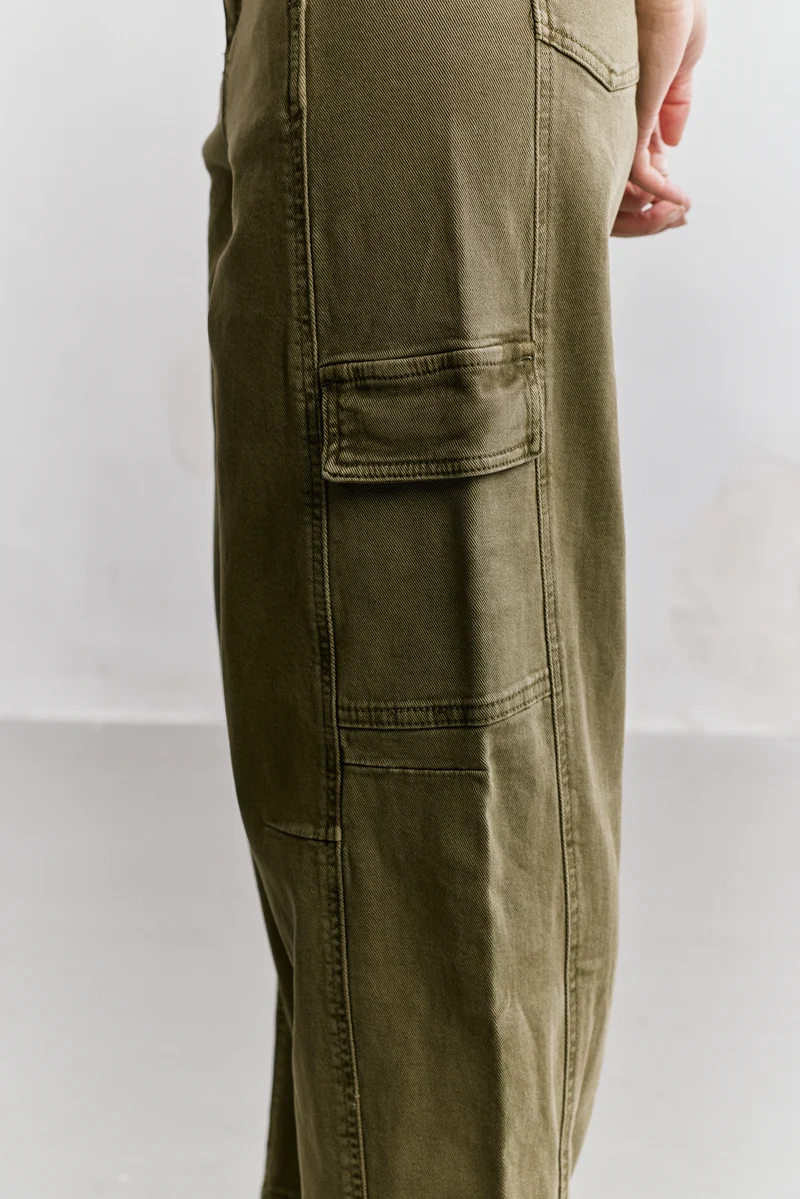 Pantalon Cargo Taille Haute Coupe Droite