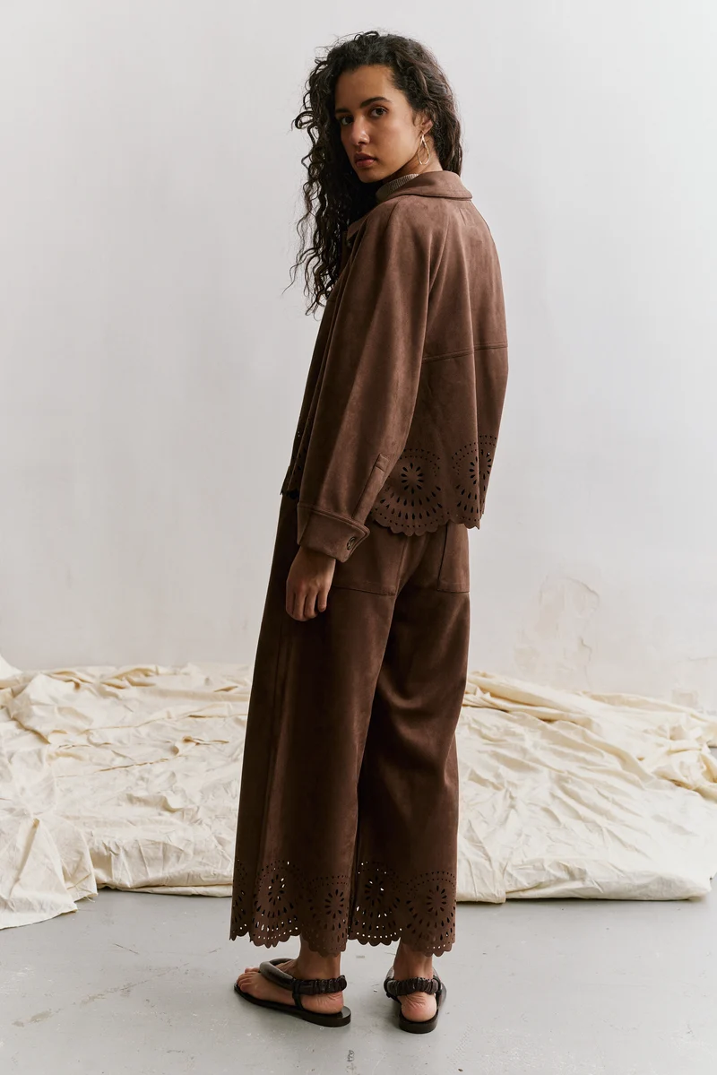 Veste Courte Velours Ourlet Ajouré