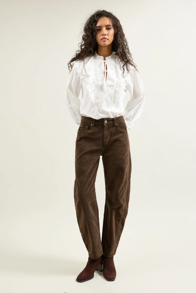 Pantalon Violette Coupe Ballon Velours Côtelé