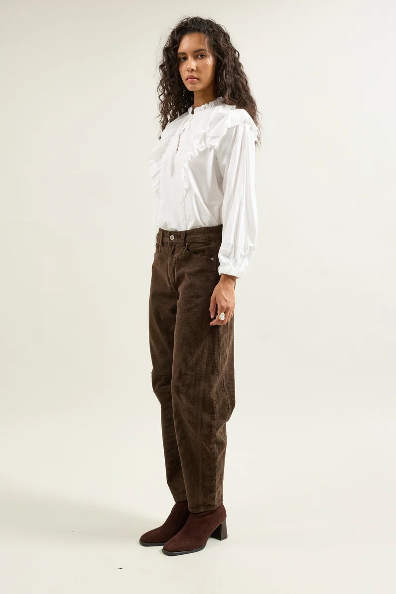 Pantalon Violette Coupe Ballon Velours Côtelé