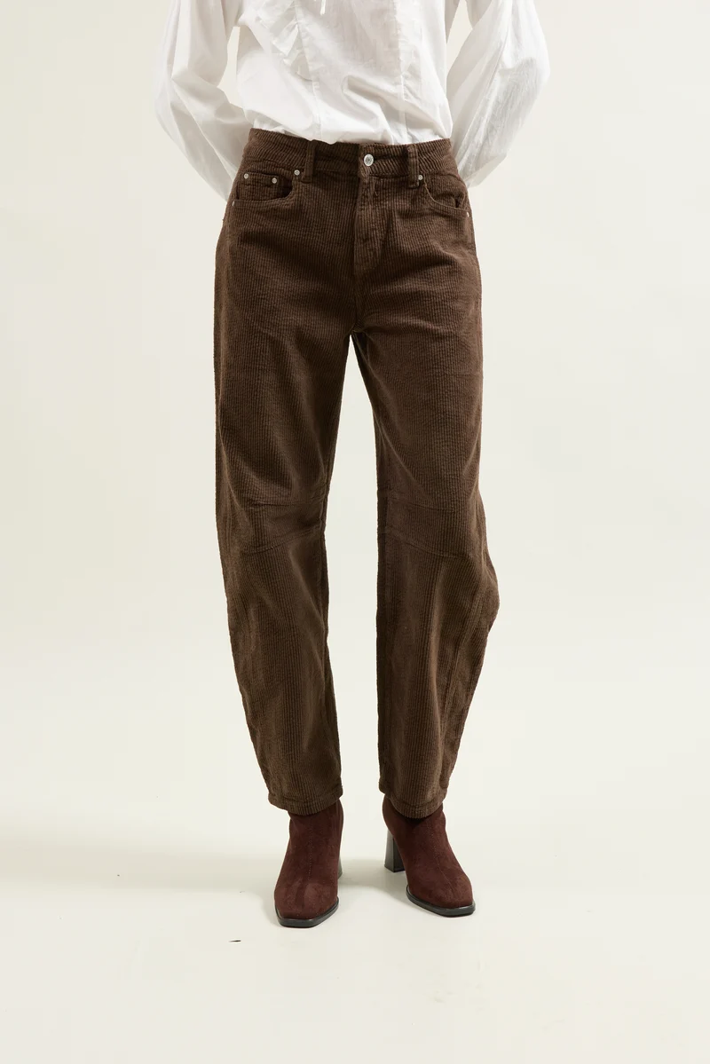 Pantalon Violette Coupe Ballon Velours Côtelé