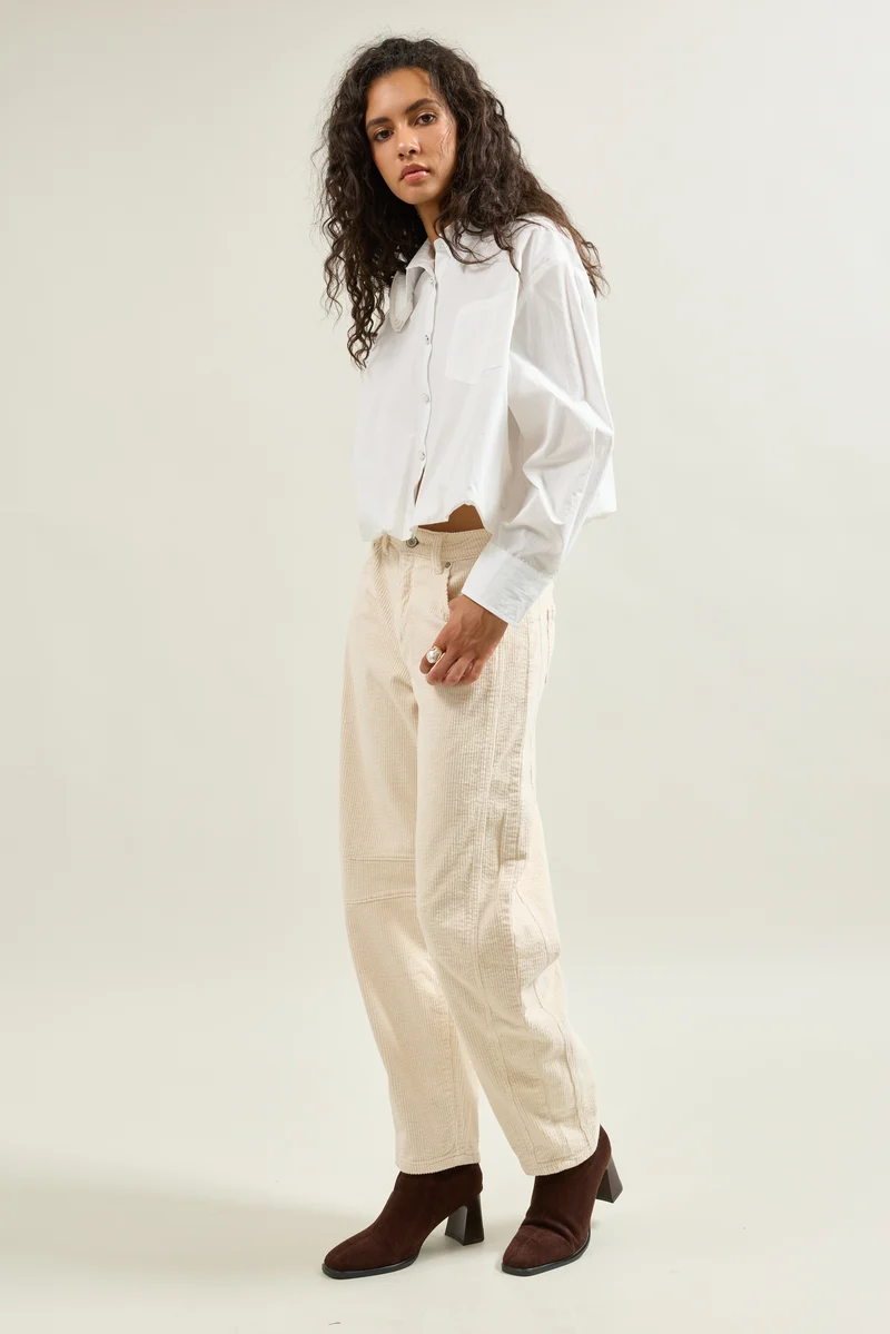 Pantalon Violette Coupe Ballon Velours Côtelé