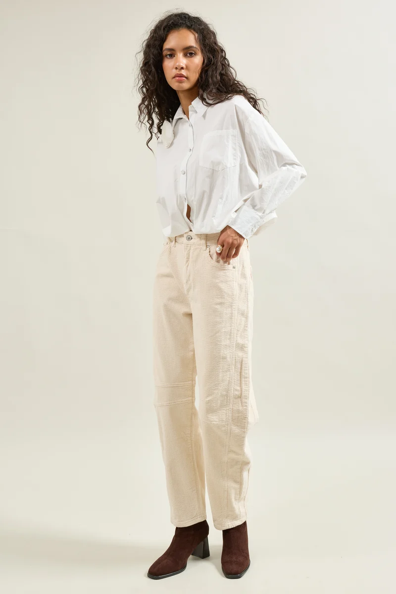 Pantalon Violette Coupe Ballon Velours Côtelé