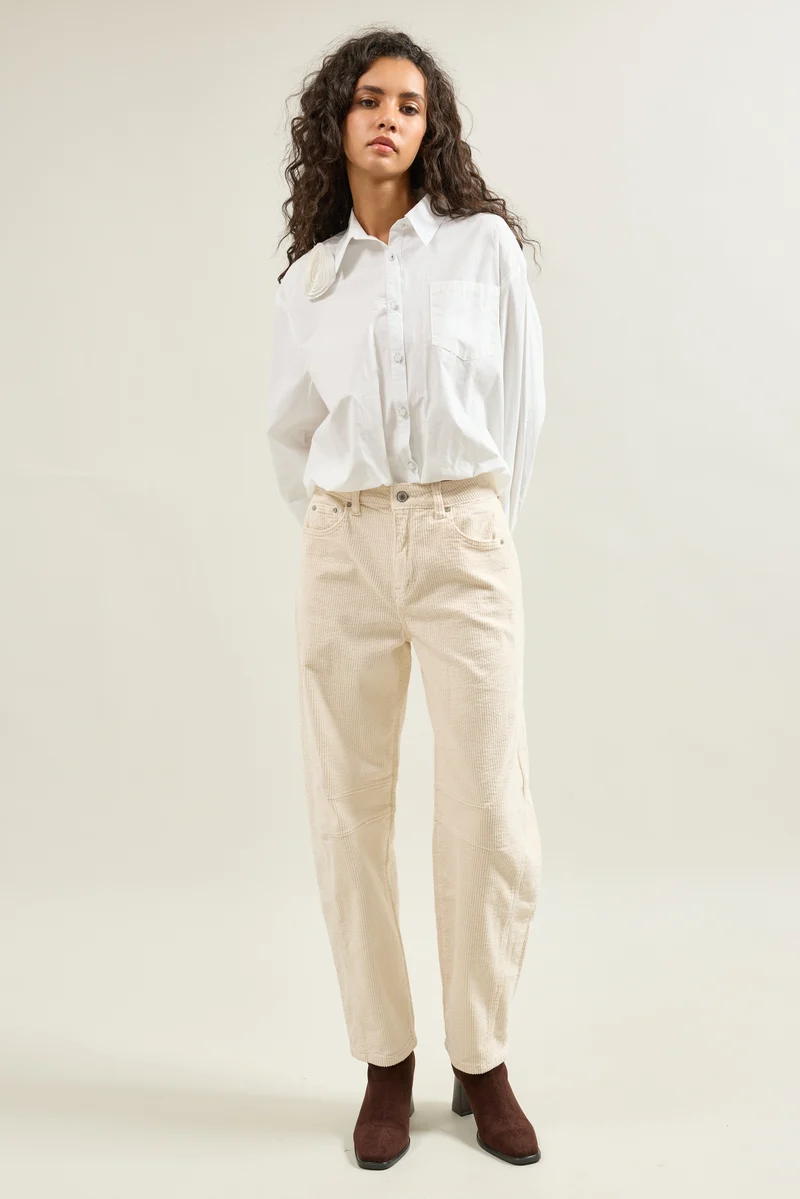 Pantalon Violette Coupe Ballon Velours Côtelé