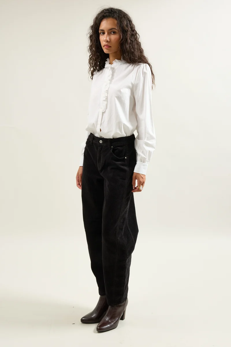 Pantalon Violette Coupe Ballon Velours Côtelé
