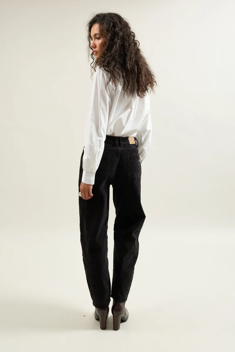 Pantalon Violette Coupe Ballon Velours Côtelé