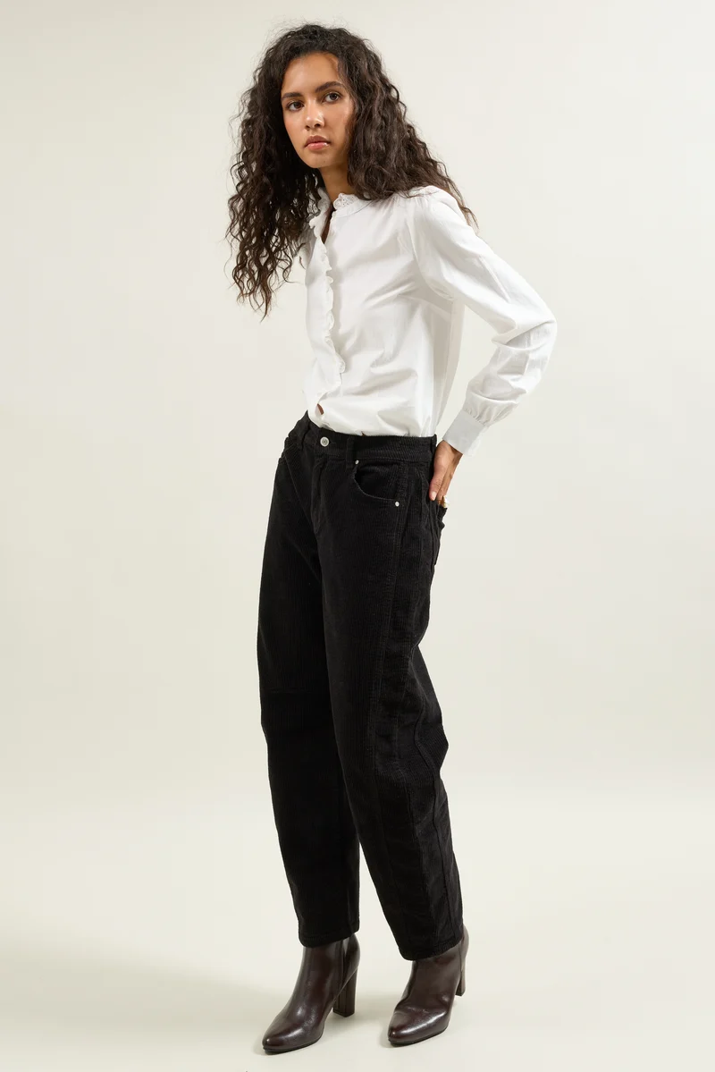 Pantalon Violette Coupe Ballon Velours Côtelé