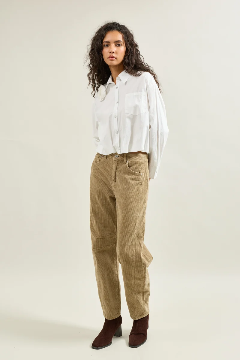 Pantalon Violette Coupe Ballon Velours Côtelé