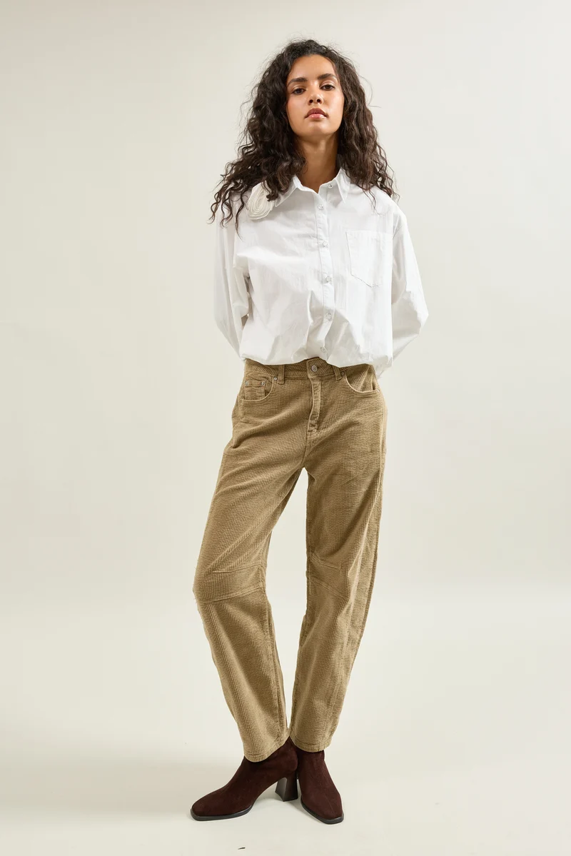 Pantalon Violette Coupe Ballon Velours Côtelé