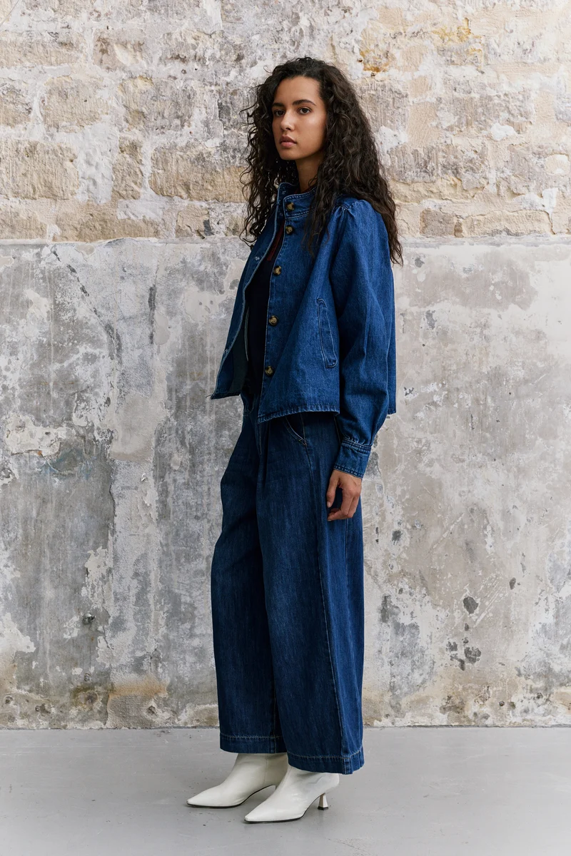 Jupe-Culotte en Jean Brut à Plis