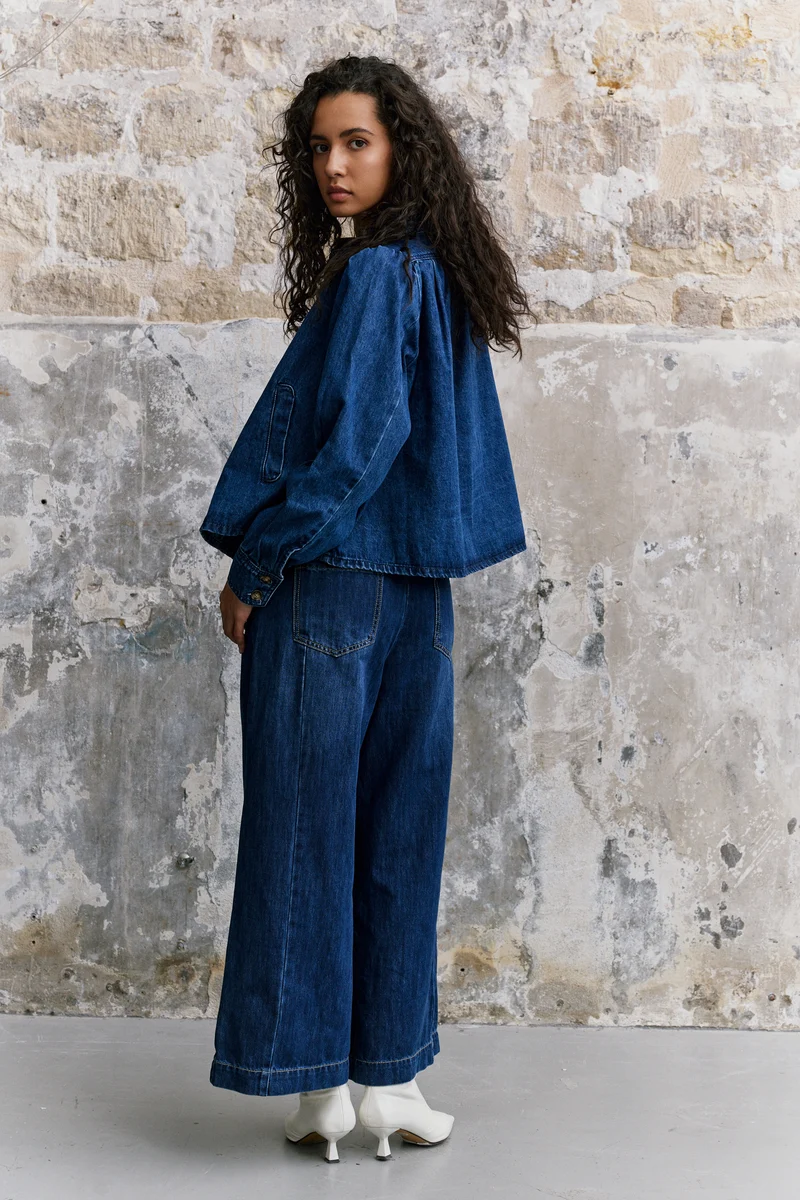 Jupe-Culotte en Jean Brut à Plis
