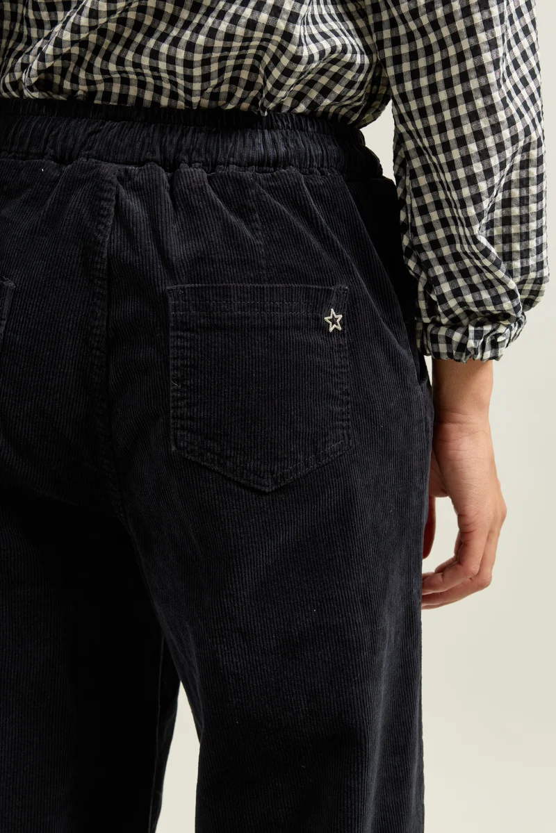 Pantalon Rose Large en Velours Côtelé