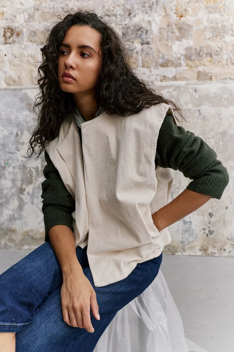 Blouson Sans Manches Velours Côtelé