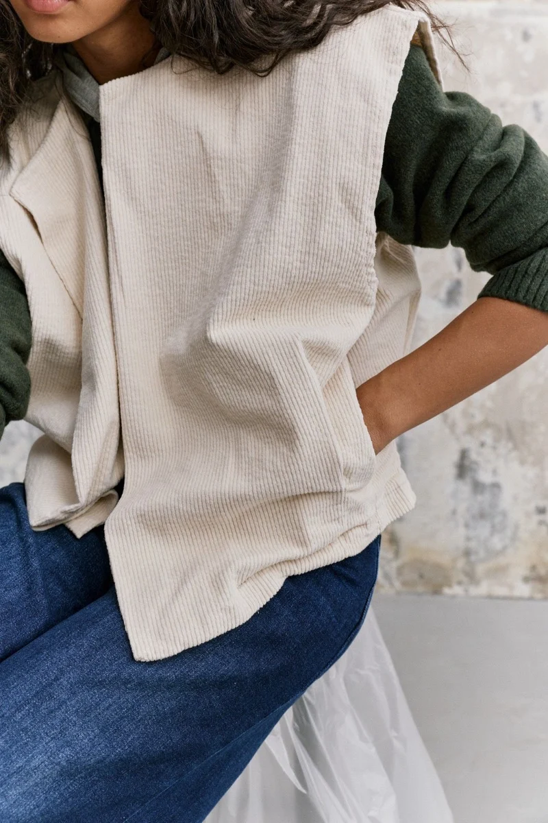 Blouson Sans Manches Velours Côtelé