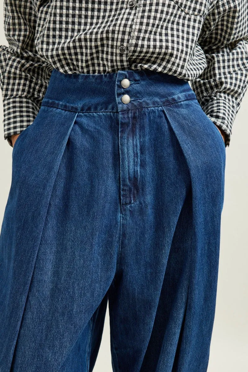 Jean Ballon Plissé Taille Haute