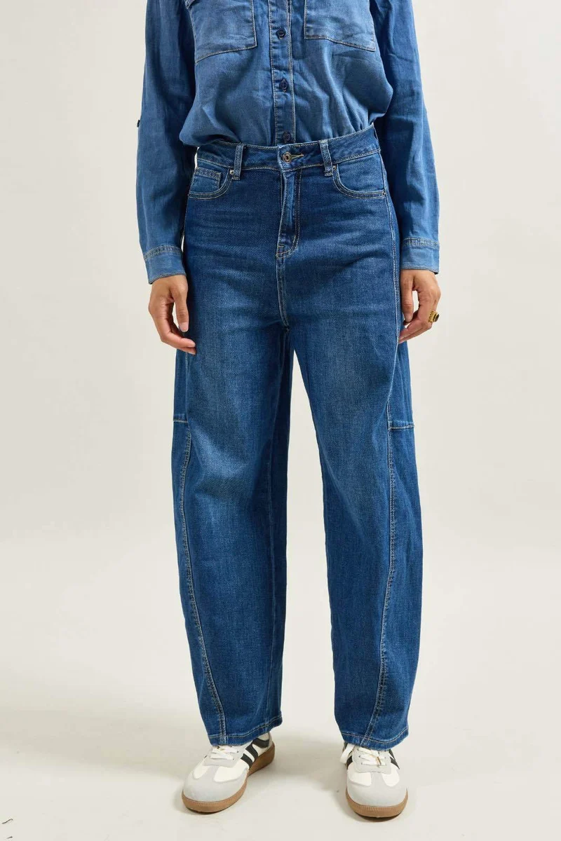 Jean Ballon Effet Pince Taille Haute
