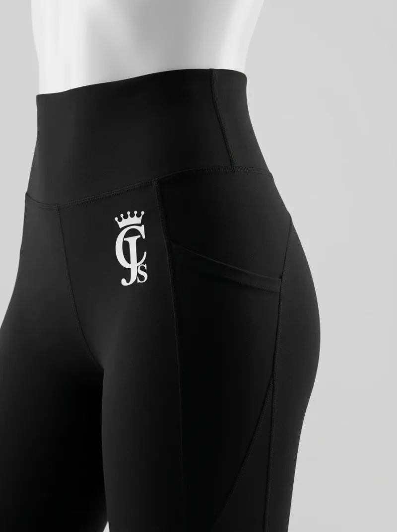 Legging fitness nylon extensible taille haute poches sport