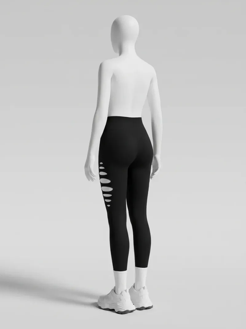 Legging fitness nylon spandex ajouré sport femme