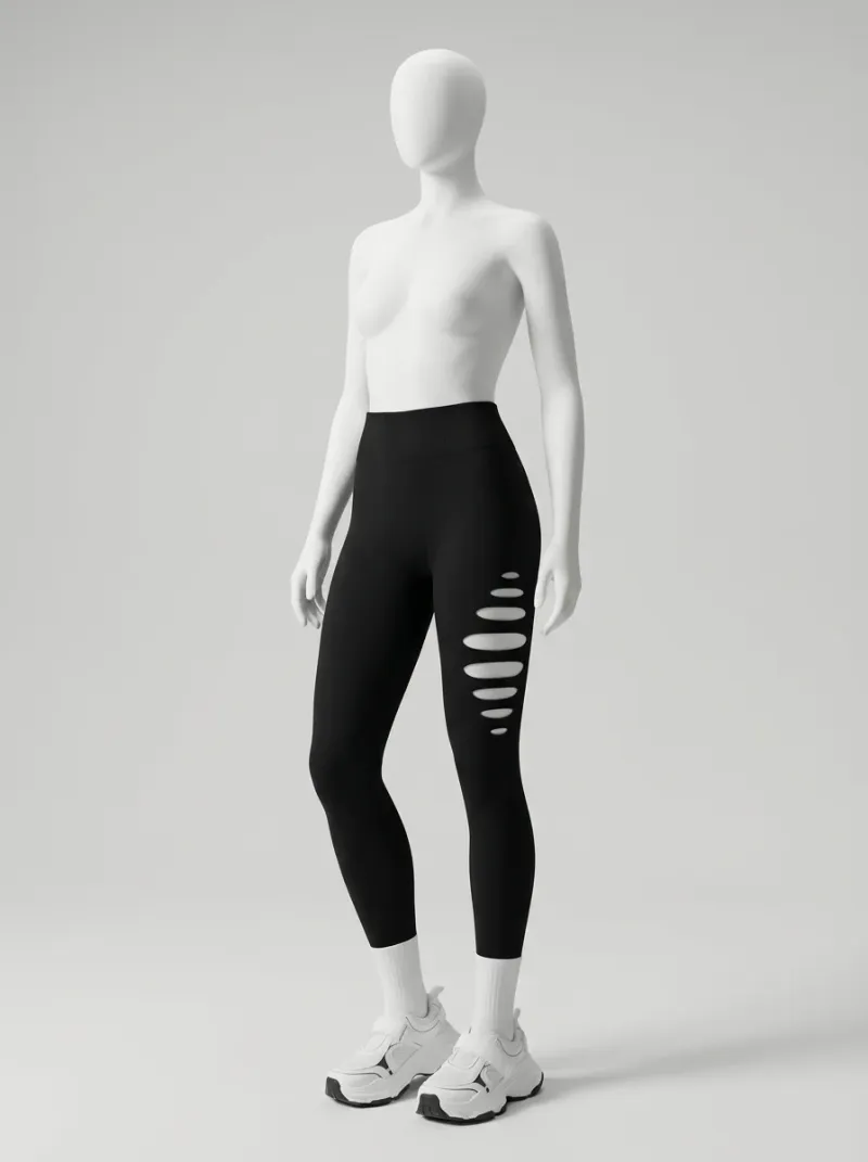 Legging fitness nylon spandex ajouré sport femme