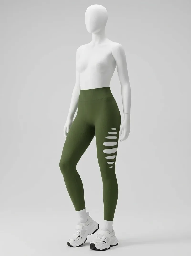 Legging fitness nylon spandex ajouré sport femme
