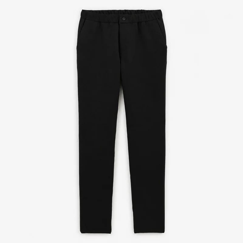 Chino coupe regular stretch taille élastiquée noir 549