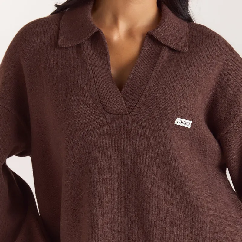 Pull en Maille à Demi-patte - Chocolat