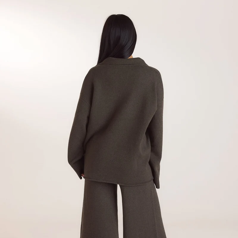Pull en Maille à Demi-patte - Vert Mousse