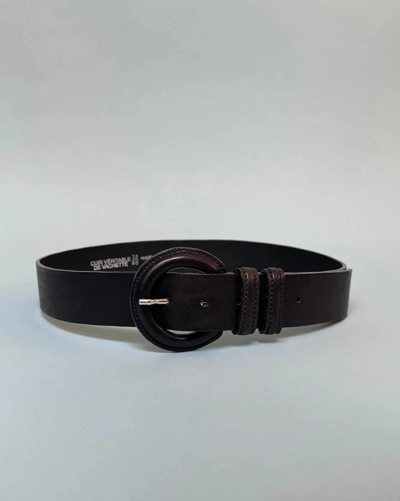 Ceinture cuir noir boucle cuir noire - Clara