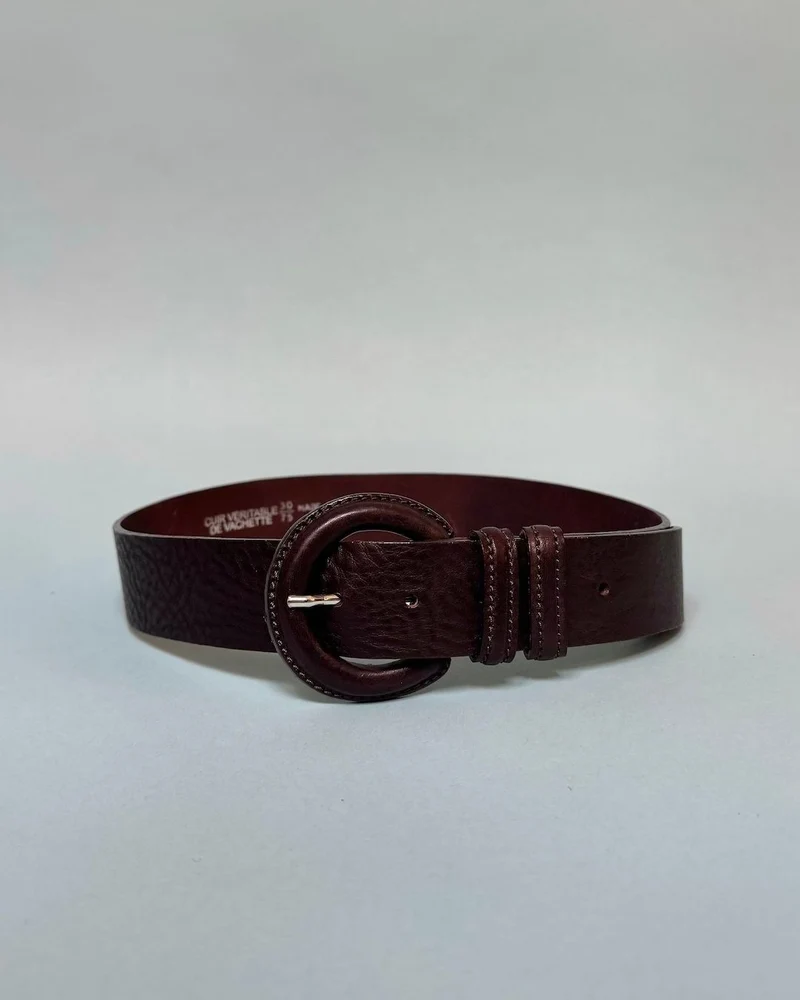 Ceinture cuir marron boucle cuir marron - Joséphine