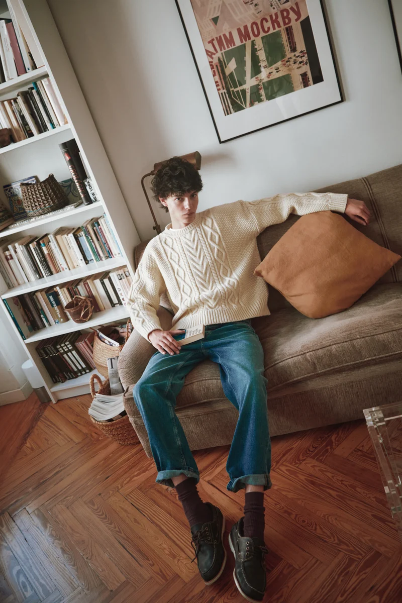 ROGER Irish Sweater for Men in Merino Wool - Off White